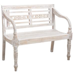 BANC DE JARDIN EN BOIS BLANC PATINE